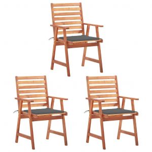 Prolenta Premium - Chaises &Agrave; Manger D'ext&eacute;rieur Lot De 3 Et Coussins Acacia Massif - Neuf