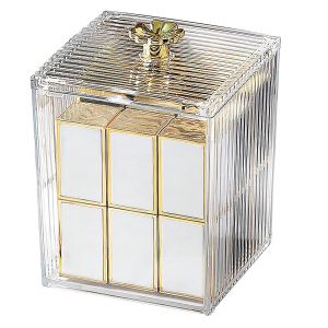 Porte-cotons-tiges en acrylique (autres articles exclus), porte-cotons-tiges, pots de salle de bain avec couvercles, distributeur de coton en pot de pharmacie, coton-tige, cotons-tiges ronds, fil dentaire - Neuf