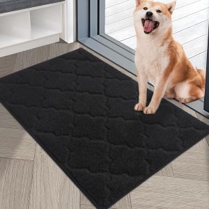 Gjfty-Paillasson Interieur Entree Antidérapant, 50 X 80 Cm Tapis Entree, Tapis D'entrée Intérieur Absorbant, Lavable En Machine, Anti-Salissures, Noir - Neuf