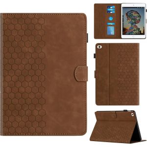 KAL-Coque Pour Ipad Mini 5. 4. 3. 2. 1 Génération 7.9 Pouces Boîtier Avec Support Avec Fente Pour Carte, Motif Hexagonal Structuré Housse En Similicuir Pour Ipad Mini 5/4, Marron - Neuf