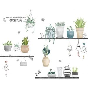 Stickers Muraux Plantes En Pot Stickers Muraux D&eacute;coration Murale Pour Chambre Salon Chambre D'enfant Art Diy D&eacute;coration Int&eacute;rieure Stickers Muraux Peintures Murales Pour Fen&ecirc;tres Porte Cabine - Neuf