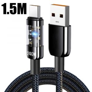 Nnbili 240W 6A Usb Vers Usb Type C Câble De Charge Rapide Pour Samsung Huawei Xiaomi Led Lumières Charge Rapide Transfert De Données Câble Usb C.1.5M. - Neuf