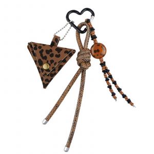 Keychain avec imprim&eacute; l&eacute;opard, corde tress&eacute;e, trousseau de cl&eacute;s pour sac &agrave; dos, porte-monnaie, sac &agrave; main, d&eacute;coration, accessoire sac Q1743 1 - Neuf