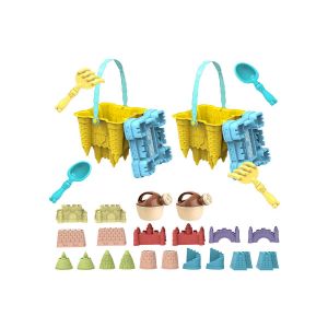 Ensemble de 28 pi&egrave;ces pour enfants, comprenant seaux, pelles, moules et r&acirc;teau pour construire des ch&acirc;teaux de sable. - Neuf