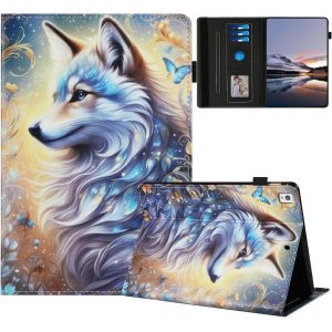 Kal-Tablette Coque Pour Samsung Galaxy Tab A 10,1 2019 T510 T515 Etui Housse Pu Cuir Flip Support Protection Peint Motif &Eacute;tuis Pour Samsung Galaxy Tab A 10,1 2019 Coque,Le Loup Blanc - Neuf