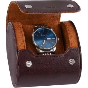 Kal-Boîte À Montre,Coffret À Montres Pour Homme,Femme,À Un Emplacements Avec Coussinets Amovibles,En Cuir Synthétique,Boîte De Rangement Pour Un Montres,Brun - Neuf