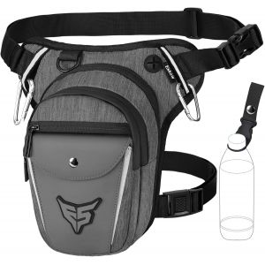 RFCBC-Sacoche de Jambe Moto Capacité Extensible, Sac Banane Femme Homme avec Bande Réfléchissante, 1 Clip à Gourde, 2 Mousquetons pour Randonnée Pêche - Neuf