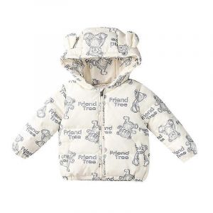 Manteau En Couette À Capuche Pour Enfants Parka Chaude Doudoune Légère-Beige-Enfant-120cm-Unisexe - Neuf
