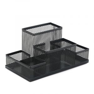 Organiseur de bureau, pot à crayons en métal, étagère avec porte-notes en maille, multifonctionnel, accessoire de rangement - Neuf