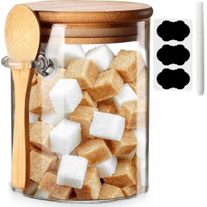 Eryi-Bocaux En Verre Bocal En Verre Avec Couvercle Hermétique Et Cuillère,Pot En Verre,Overnight Oats Jar,Bocaux Rangement Cuisine Décoratifs Pour Café/Thé/Sucre/Épices,Conteneurs De Sel De Bai - Neuf