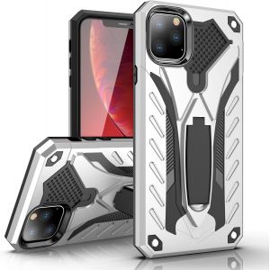 Trahoo-Coque Pour Iphone 11 6.1 Bumper Etui De Protection Antichoc Anti-Rayure Dur Pc Case Couverture En Silicone Souple Impact Et Support Kickstand Pour Apple Iphone 11 (Argent) - Neuf