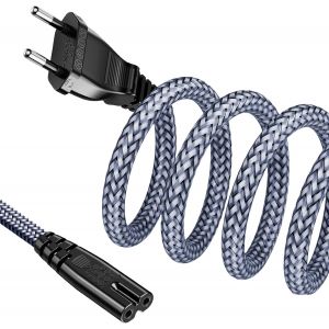 Câble D'alimentation 2 Broches,Câble D'alimentation 3 M,Câble D'alimentation (Cee 7/16 Vers C7),Prise Européenne De Type C Avec Vde,Câble Tressé En Nylon Pour Petit Appareil Pour Tv,Ps3/Ps4/Ps5 - Neuf