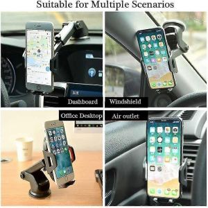 Support De T&eacute;l&eacute;phone De Voiture 3 En 1,Support De T&eacute;l&eacute;phone De Tableau De Bord,Pare-Brise,Bouche D'a&eacute;ration,Rotation &Agrave; 360&deg;,Bras Long &Agrave; Ventouse Puissante Pour Support De T&eacute;l&eacute;phone (Noir) - Neuf