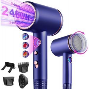 Seche Cheveux Ionique Professionnel Avec Moteur Ac 2400 W, Diffuseur De Cheveux 4 En 1, Bouton Chaud/Froid, 3 Niveaux De Chauffage, 3 Niveaux De Vitesse, Avec - Neuf