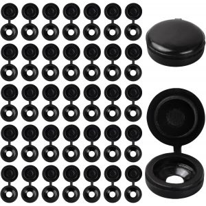Lot de 100 Capuchons de Vis &agrave; Charni&egrave;re, Cache Vis en Plastique, Anticorrosion Bouchons &agrave; Vis Etanche, Couvercles &agrave; Vis Rabattables, Noir Couvertures &agrave; Vis pour Meubles Placards &Eacute;tag&egrave;res - Neuf