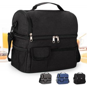 ERSHI-Sac Isotherme Repas 10L Sac à Déjeuner Isotherme Sac à Lunch Isolé 2 Compartiments Portable Réutilisable Lunch Bag pour Femm[428] - Neuf
