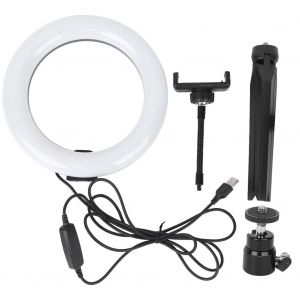 PKT3073B Anneau lumineux LED de 7,9 pouces pour telephone portable, support de table pour diffusion en direct - Neuf