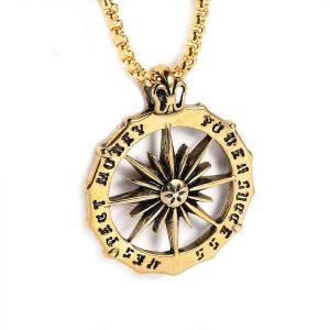 Promotion Mode Européenne Et Américaine Soleil Collier En Acier Inoxydable Pendentif Personnalité Tendance Anglais Hommes S Bijoux En Acier Titane - Neuf