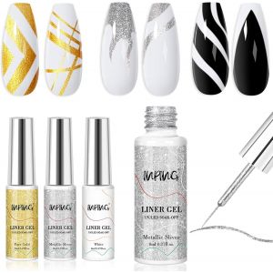 Sjzg-3pcs Liner Gel Nail Art,3 Couleurs Blanc Or Et Argent Paillet&eacute; Vernis Semi Permanent Liner,Uv Gel Vernis &Agrave; Ongles Pour La Peinture Au Trait,Ensemble French Manucure Pour D&eacute;butants,8ml - Neuf
