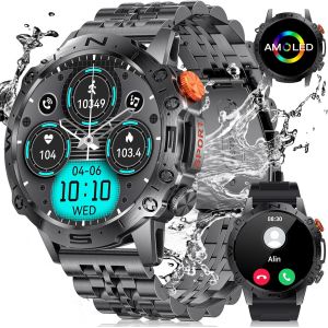 Kyaoayo-Montre Connectée Homme, Montre Connectée Amoled De 1,43"", Temps De Veille Très Long 400 Mah, Détection De Sommeil Par Appel Vocal Bluetooth, Montres De Fitness Android Et Ios Pour Hommes - Neuf
