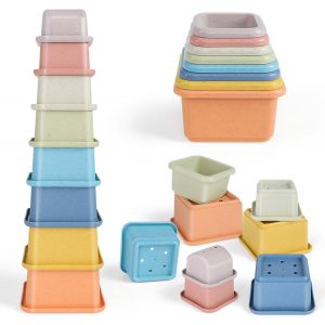 JGD-Jouets Empilables pour B&eacute;b&eacute;, 8 Gobelet Empilable pour Enfant, Jeux Montessori 1 an, Jouets d'&eacute;ducation Pr&eacute;coce, Jouets de Bain Jouet Cubes empilables, Cadeaux pour Gar&ccedil;ons et Filles de 6-12 Mois - Neuf