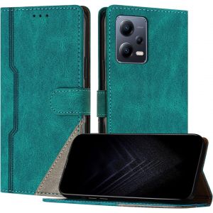 KAL-&Eacute;tui Pour Xiaomi Redmi Note 12 Pro Plus 5G, Housse En Cuir Pu Avec [Protection Antichoc Tpu] [Fonction Support] [Porte-Cartes ] Antichoc Magn&eacute;tique Coque Pour Redmi Note 12 Pro Plus 5G - Vert - Neuf
