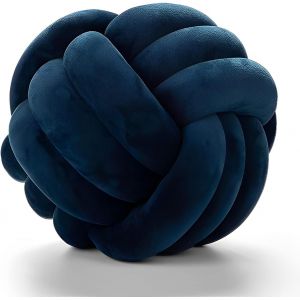 Coussin Rond En Forme De Boule &Agrave; N?ud, D&eacute;coration Pour Chambre D'enfant, Peluche Apaisante Et Anti-Stress (Bleu Fonc&eacute;, 22 Cm) - Neuf