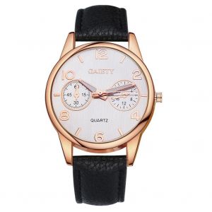 Gaiety Femmes Casual Classique Rond Cadran Pu Bracelet Quartz Montre Analogique Robe Montre-Bracelet (Noir) - Neuf