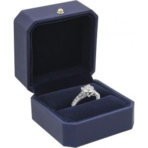 Boite Bague, Pu Cuir Porte Bague, Élégant Porte Alliance Peut Être Utilisé Pour Les Fiançailles, Mariage, Demande En Mariage, Anniversaire (Bleu) - Neuf