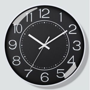 Horloge murale silencieuse de 8 pouces - fond noir avec caractères blancs, horloge murale de salon à la mode, horloge à quartz silencieuse simple pour la maison - Neuf