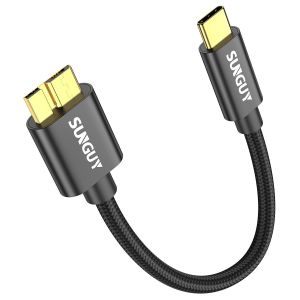 ERYI-Câble Usb C Vers Micro B, 0.15M 10Gbps Usb 3.1 Cable Disque Dur Externe Usb C Compatible Avec Toshiba, Seagate, Wd, Disque Dur, Galaxy S5 Note 3,Hdd Etc-Noir - Neuf