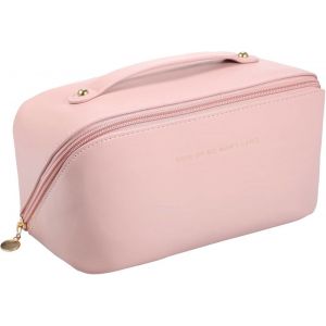 Grande trousse de toilette - Id&eacute;ale pour les voyages - Trousse de maquillage rose - Neuf