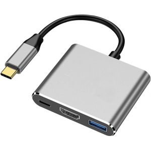 Adaptateur Av Numérique Usb C Vers Hdmi, 3 En 1 Usb 3.1 Type C Vers Hdmi 4K@30Hz Et Usb A3.0 Et 100W Pd, Compatible Avec Macbook Pro/Dell Xps Et[Z1281] - Neuf