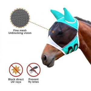 Masque Anti-Uv Anti-Mouches Avec Oreilles, R&eacute;glable Et Respirant - Anti-Moustique Pour L&iquest;&Eacute;quitation - Neuf