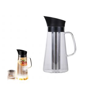 Cafeti&egrave;re &Agrave; Infusion &Agrave; Froid De 1500 Ml Avec Couvercle Herm&eacute;tique Et Pichet En Verre - Neuf