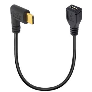 Câble Micro Usb Vers Type C, Coudé À 90 Degrés Usb C Mâle Vers Micro B Femelle Adaptateur Convertisseur Pour Macbook Pro, Ordinateur Portable, Appareils Android (Côté Usb C/Type C)[Z509] - Neuf