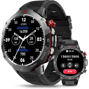 Kal-Montre Connectée Homme Avec Appel Bluetooth 1,52"" Hd Montre Militaire Homme Robuste Avec Assistant Vocal Cardiofrequencemetre 120 Modes Sport Fréquence Cardiaque Spo2 Podometre Pour Android Ios - Neuf