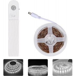Ruban Led Avec Détecteur De Mouvement,2m Bandeau Led Autocollant,Lumiere Led,120led Dimmable Bande Led À Piles,Bande Lumineuse Pour Cuisine Placard Murale Armoire Escaliers (Blanc Froid) - Neuf