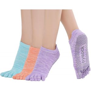 Utigh-Chaussettes De Yoga Pilates Antidérapantes, Chaussettes De Sport En Coton À Cinq Doigts Pour Le Fitness Et Le Ballet (2-3 Paires) - Neuf