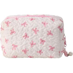 Petite Trousse De Maquillage Pour Sac &Agrave; Main, Jolie Trousse De Maquillage Coquette, Mini Pochette &Agrave; Cosm&eacute;tiques Matelass&eacute;e &iquest; Organiseur De Sac &Agrave; Main Rose, Petite Trousse De Maquillage De Voyage - Neuf