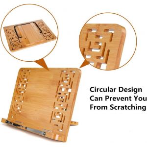 Pupitre de lecture pliable en bambou, r&eacute;glable &agrave; 5 degr&eacute;s, pour iPad, tablette, liseuse, livres de cuisine, encyclop&eacute;dies et atlas, 28 x 20 x 4 cm (petit format) - Neuf