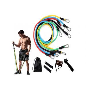 Ensemble De 11 Bandes De R&eacute;sistance Pour Salle De Sport &Agrave; Domicile : Tubes &Eacute;lastiques Avec Poign&eacute;es, Sangles De Cheville Et Ancrage De Porte - Neuf