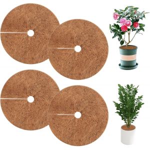 KALANKA-4 Pièces Tapis de Coco Plantes, 20cm Disque de Protection Plante, Tapis en Fibre de Coco Réutilisable, Fibre de Coco pour Plante pour Jardin, Pelouse, Plantes en Pot - Neuf