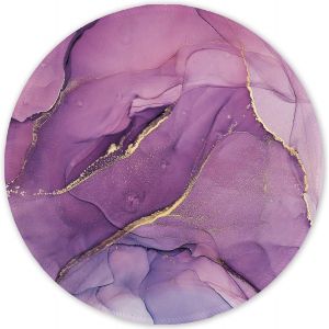 DDA-Tapis de Souris Rond, Mouse Pad pour Ordinateur PC Bureau Portable, Étanche Surface Lisse, Base Antidérapante en Caoutchouc, avec Bord Cousu, Marbré Violet Clair - Neuf