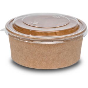 Lot De 50 Bols &Agrave; Salade Bio De 1 300 Ml-Jetables Avec Couvercle-En Carton-Bo&icirc;tes &Agrave; Salade Jetables (1300 Ml,50 Pi&egrave;ces) - Neuf