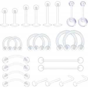 28 Pi&egrave;ces Cerceau D'anneaux De Nez, Anneaux De Nez En Acier Chirurgical Ensemble De Vis De Nez En Forme De L,Cartilage H&eacute;lix Boucles D'oreilles Hoop Nostril Nez Per&ccedil;age Corporel Bijoux - Neuf