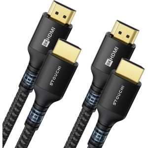 C&acirc;ble HDMI 2.1 3m, 8K Ultra HD 48Gbps Haute Vitesse 8K60 4K120 144Hz RTX 3080 eARC HDR10 4:4:4 HDCP 2.2&2.3 Dolby Compatible avec Fire TV/Roku TV/PS5/Xbox Series X/LG,Noir,1 2 Paquets - Neuf