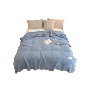 Plaid Sherpa 100x140cm Bleu Polaire Peluche Douceur Hivernale - Neuf