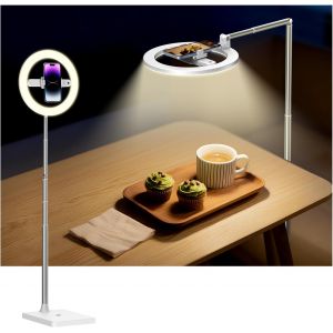 MEVRONISSHOP-Anneau Lumineux Sans Fil avec Tr&eacute;pied, Pliable Support de Cam&eacute;ra Overhead avec Rechargeable Ring Light 174cm pour Enregistrement Vid&eacute;o, Photographie, Diffusion en Direct, TikTok, YouTube - Neuf