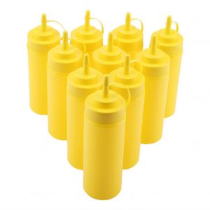Hjlian Distributeur De Condiments En Plastique 340 Ml, Lot De 10 Pieces, Pour Sauce, Huile, Creme, Vinaigre (Jaune) - Neuf